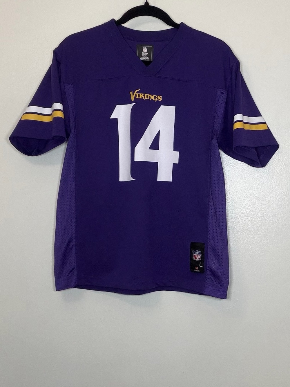 Team Apparel Purple #14 Vikings Football Jersey with White Numbers